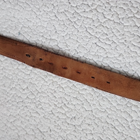 Western Vintage Geuine Tooled Leather Aztec Print Distressed Destroyed Belt - Picture 3 of 10